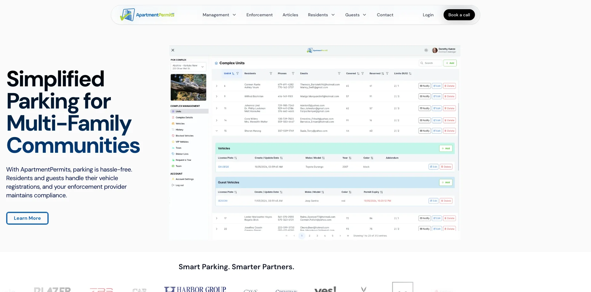 ApartmentPermits landing page - simplified parking for multi-family communities with virtual permits and resident portal